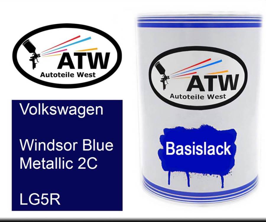 Volkswagen, Windsor Blue Metallic 2C, LG5R: 500ml Lackdose, von ATW Autoteile West.